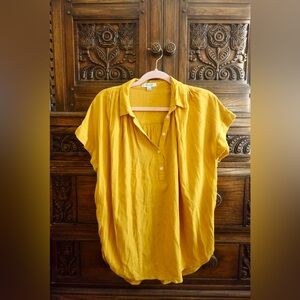 Madewell Yellow Polo Button Down Shirt Size Medium